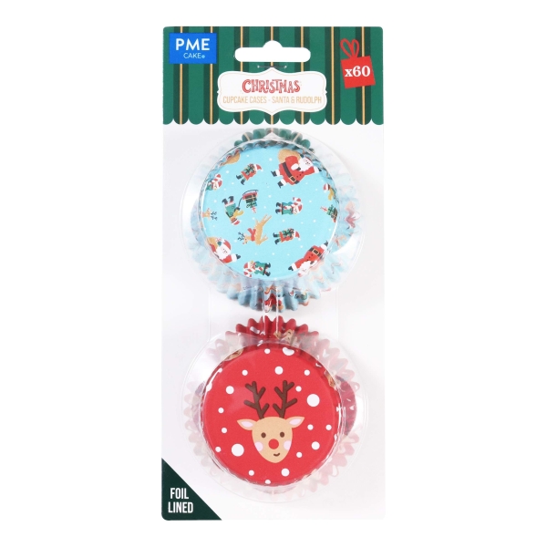 Cupcake Baking Cases - Santa and Rudolph